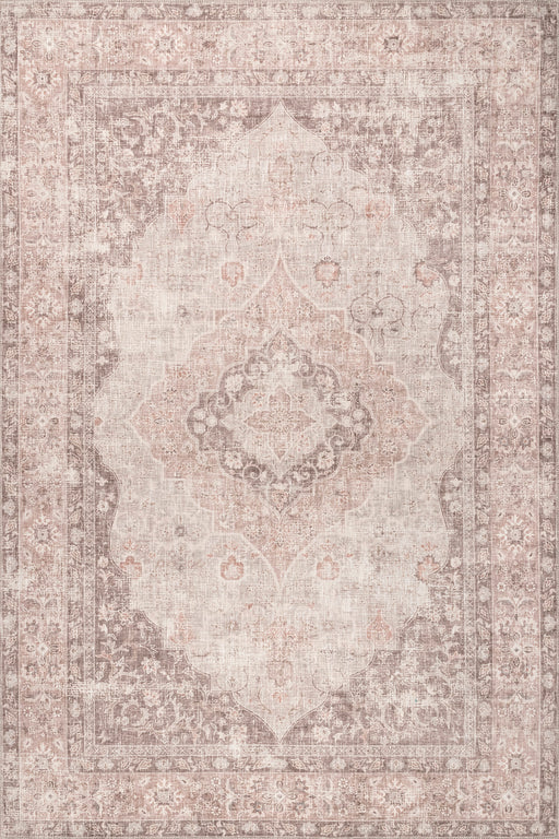 Taupe Machine Washable Area Rug for Busy Households