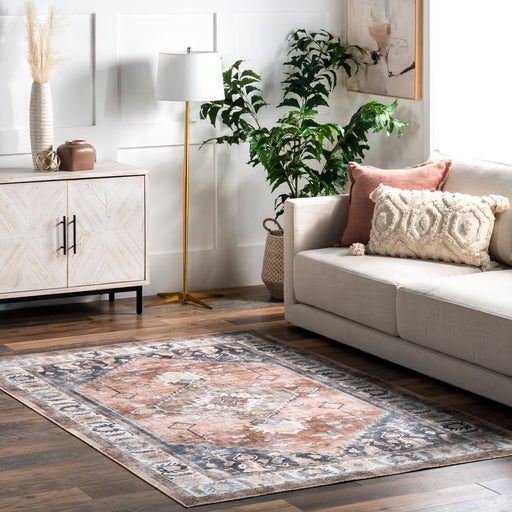 Taupe Machine Washable Medallion Area Rug 160x230 cm