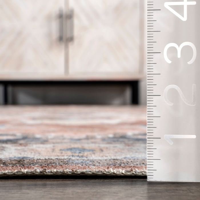 Taupe Machine Washable Medallion Area Rug 160x230 cm