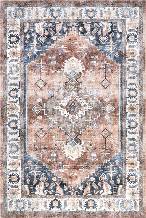 Taupe Machine Washable Medallion Area Rug 160x230 cm