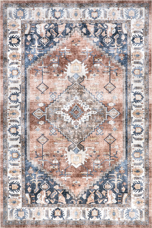 Taupe Machine Washable Medallion Area Rug 160x230 cm
