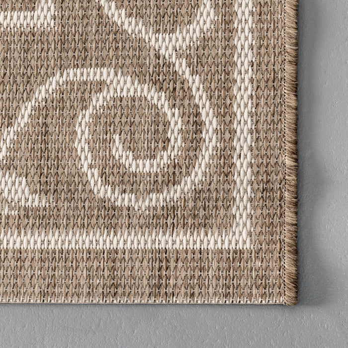 Taupe Vine-Inspired Indoor Outdoor Rug 240cm Durable