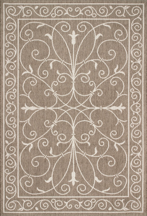 Taupe Vine-Inspired Indoor Outdoor Rug 240cm Durable