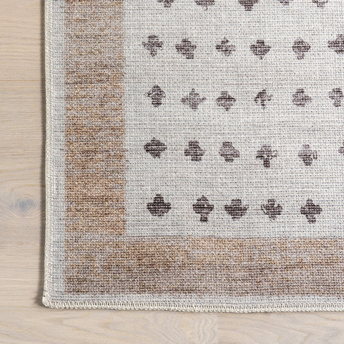 Taupe Washable Cross Rug 50x80 cm For Busy Homes