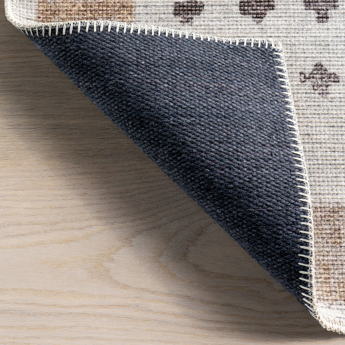 Taupe Washable Cross Rug 50x80 cm For Busy Homes