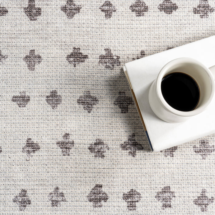 Taupe Washable Cross Rug 50x80 cm For Busy Homes