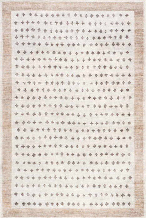 Taupe Washable Cross Rug 50x80 cm For Busy Homes