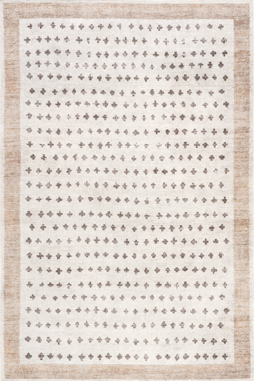 Taupe Washable Cross Rug 50x80 cm For Busy Homes