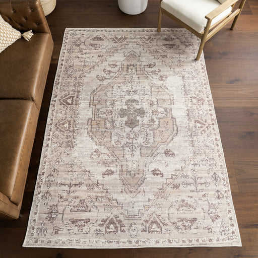 Taupe Washable Medallion Area Rug for Homes