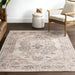 Taupe Washable Medallion Area Rug for Homes