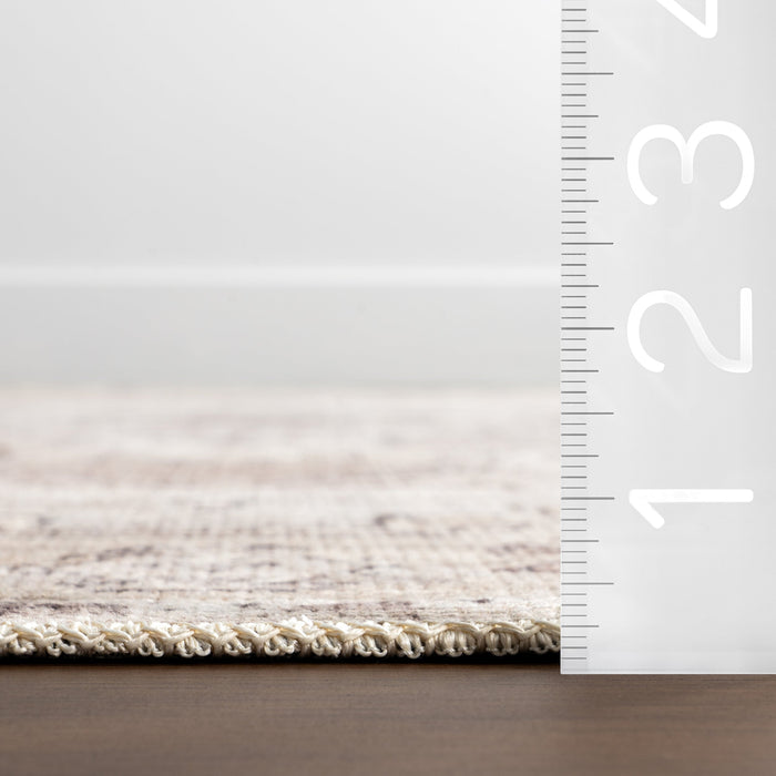 Taupe Washable Medallion Area Rug for Homes