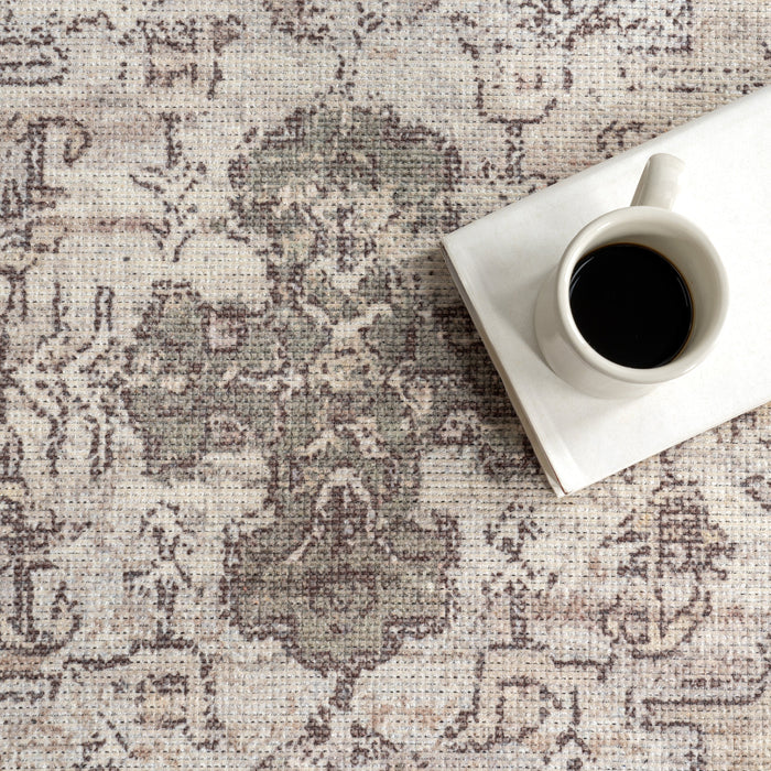 Taupe Washable Medallion Area Rug for Homes