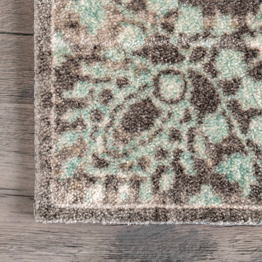 Teal Faded Lace Area Rug Durable Soft Texture 152cm