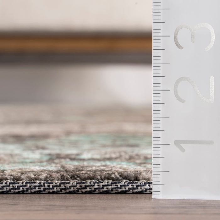 Teal Faded Lace Area Rug for Living Room 120x180 cm