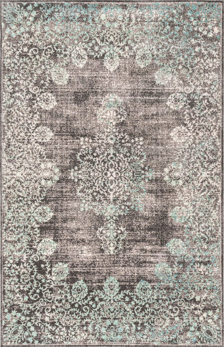 Teal Faded Lace Area Rug for Living Room 120x180 cm