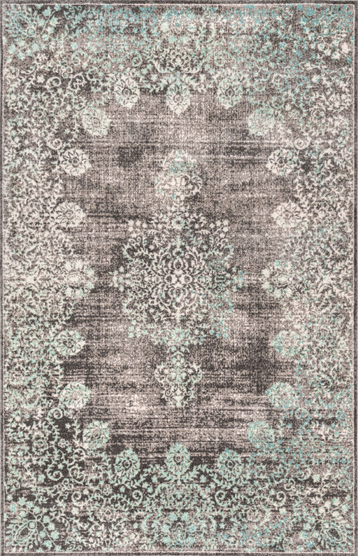 Teal Faded Lace Area Rug for Living Room 120x180 cm