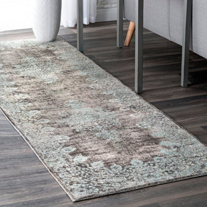 Teal Faded Lace Area Rug for Living Room 160x230 cm