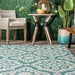 Teal Floral Trellis-vloerkleed voor gebruik binnen en buiten