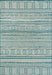 Teal Striped Indoor Outdoor Area Rug 120cm x 180cm