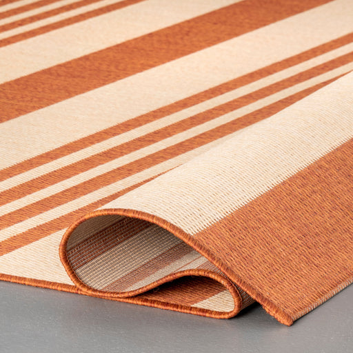 Terracotta Striped Indoor Outdoor Area Rug 120 cm