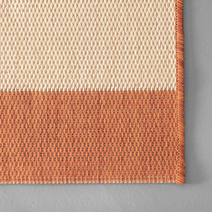 Terracotta Striped Indoor Outdoor Area Rug 120 cm