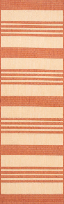 Terracotta Striped Indoor Outdoor Area Rug 120 cm