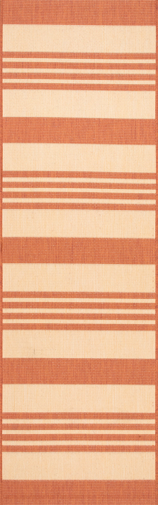 Terracotta Striped Indoor Outdoor Area Rug 120 cm