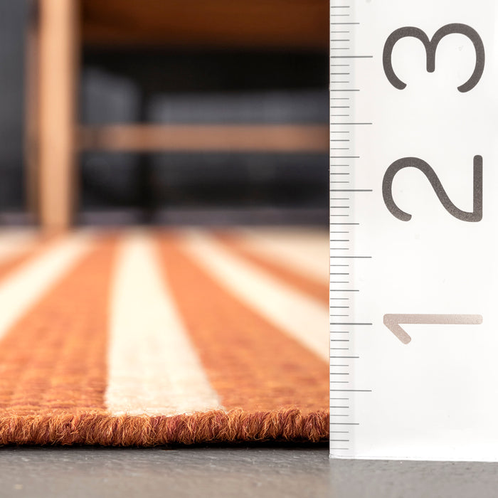 Terracotta Striped Indoor Outdoor Area Rug 120x180 cm