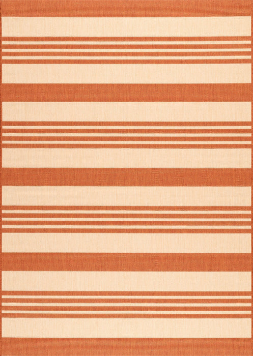 Terracotta Striped Indoor Outdoor Area Rug 120x180 cm