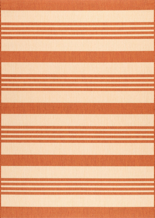 Terracotta Striped Indoor Outdoor Area Rug 120x180 cm