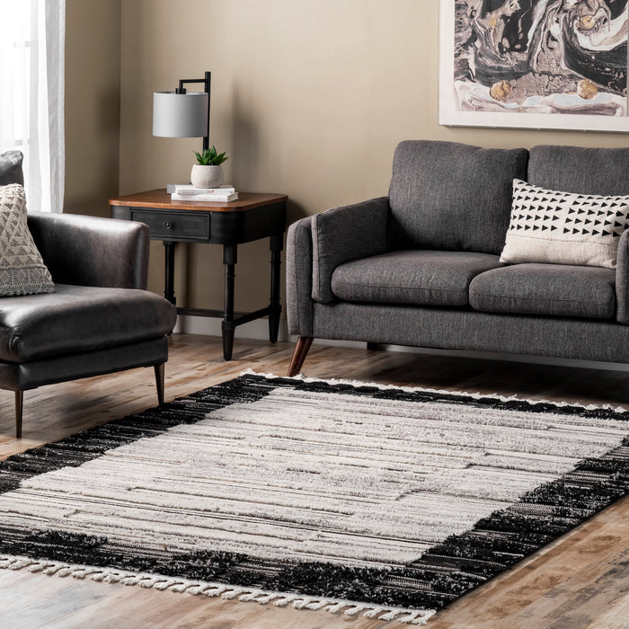 Textured Black Area Rug for Modern Home Decor