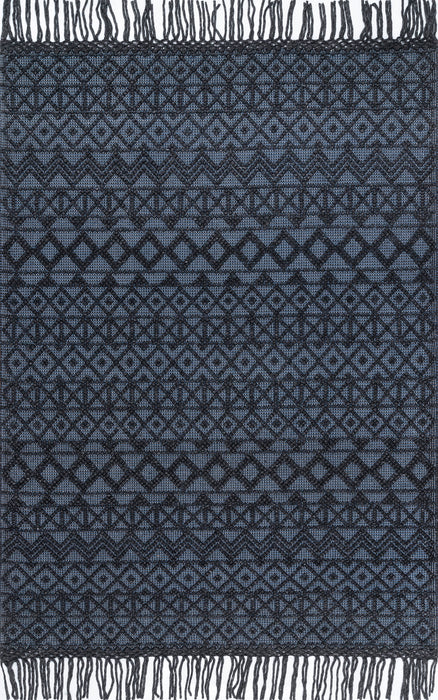 Textured Black Graphyte Area Rug With Tassels 120x180 cm