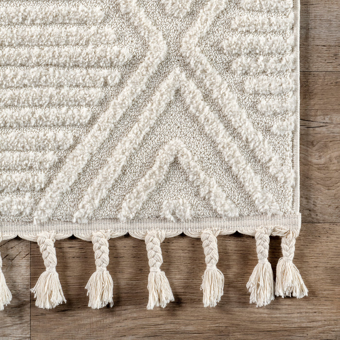 Textured Diamond Area Rug 120x180 cm Ivory