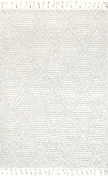 Textured Diamond Area Rug 120x180 cm Ivory