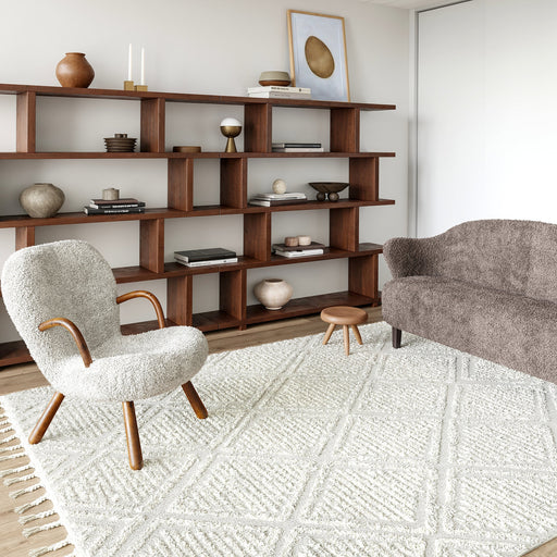 Textured Diamond Area Rug in Ivory 160x230 cm