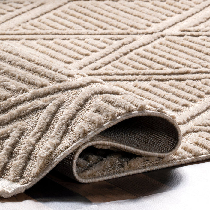 Textured Diamond Pattern Beige Area Rug 152 cm x 244 cm