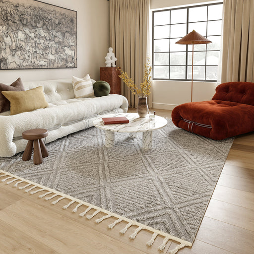 Textured Diamond Pattern Grey Area Rug 50x80 cm