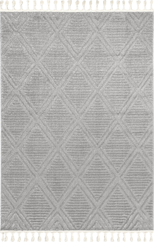 Textured Diamond Pattern Grey Area Rug 50x80 cm