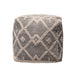 Textured Natural Pouf With Modern Trellis Design