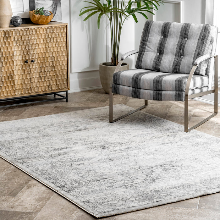 Textured Silver Garden Area Rug 150x200 cm