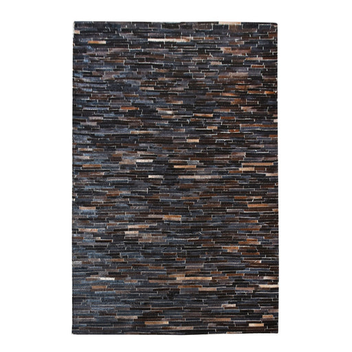 Tiago Leather Area Rug in Brown and Black