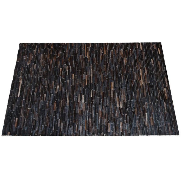 Tiago Leather Area Rug in Brown and Black