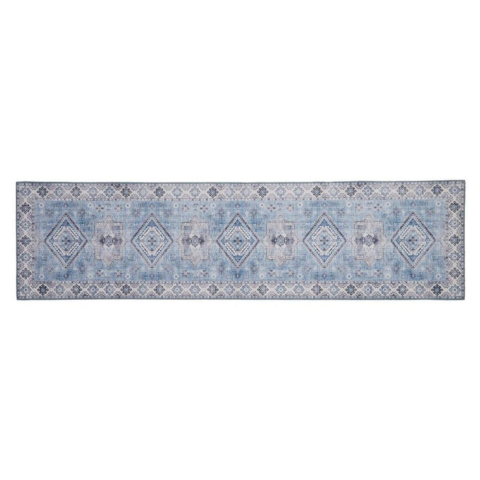 Topaz G4705 Παραδοσιακό Vintage Distreded Medallion Border Printed Chenille Polyester Flatweave Light Blue/Cream χαλί