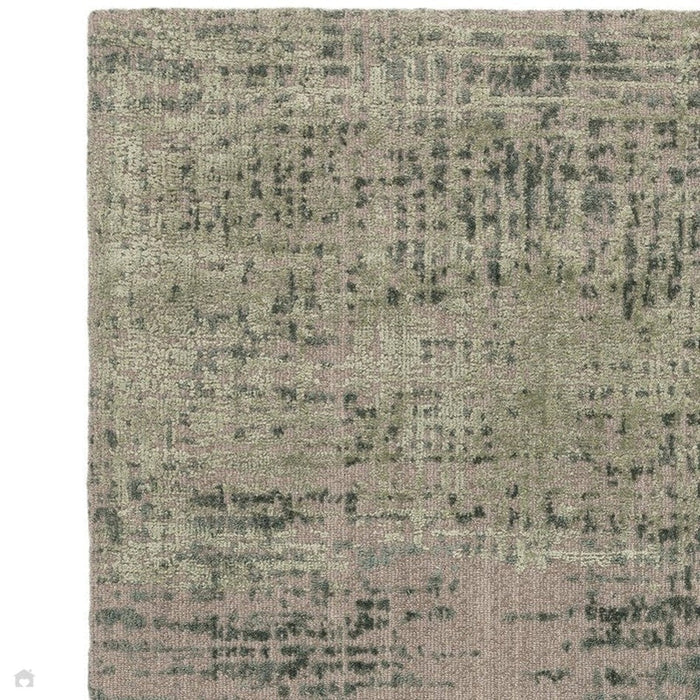 Torino Modern Abstract Distressed Shimmer Tonal Textured Hi-Low Pehmeä Villasilmukka &amp; Viskoosi Flatweave Forest Green matto