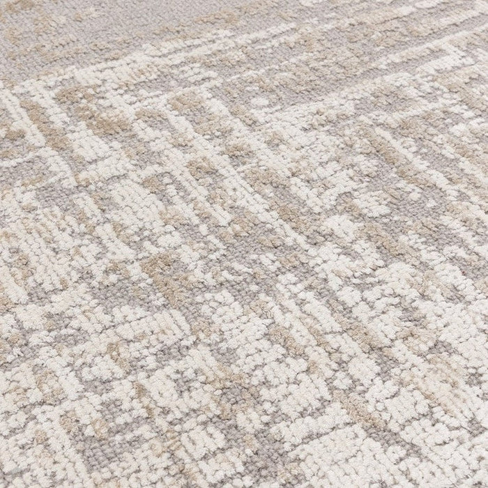 Torino Modern Abstract Anistos Animulados Tonal Tonal Hi-Low Soft Lool Loop &amp; Viscose Flatweave Natural/Beige Alfombra