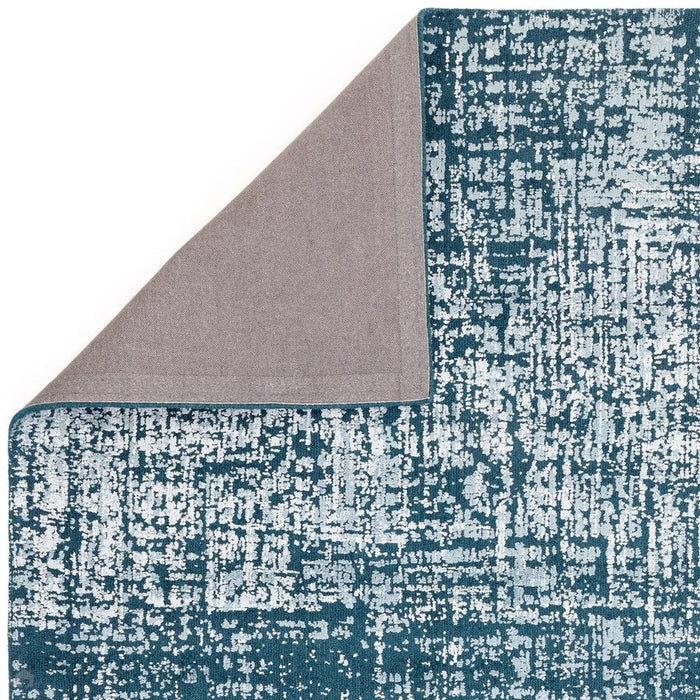 Torino Modern Abstract Distressed Shimmer Tonaalinen Teksturoitu Hi-Low Pehmeä Villasilmukka &amp; Viskoosi Flatweave Sinivihreä matto