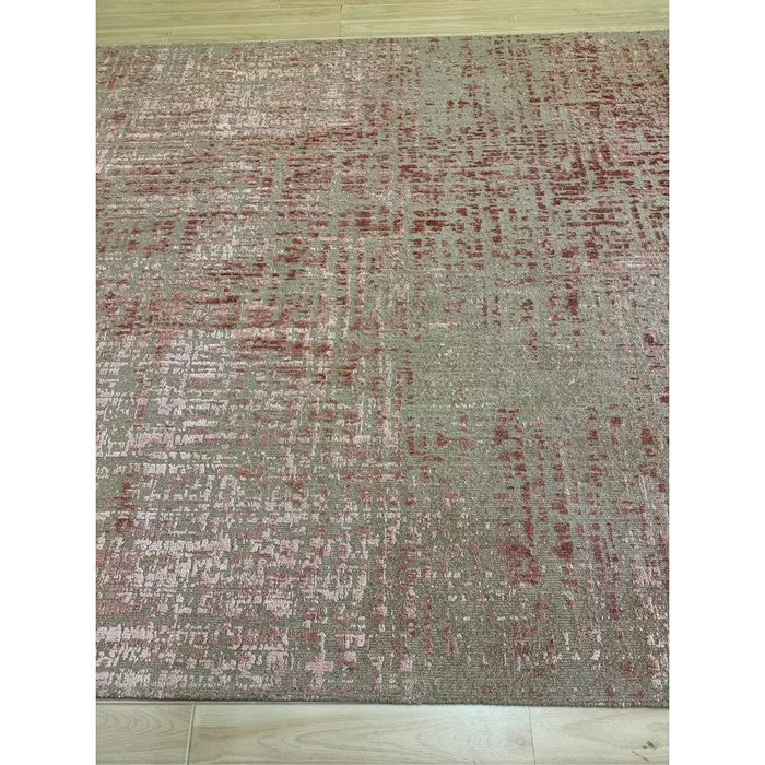 Torino Modern Abstract Distressed Shimmer Tonaalinen Teksturoitu Hi-Low Pehmeä Villasilmukka &amp; Viskoosi Flatweave Terrakotta/Tummanbeige matto