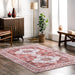 Traditional Washable Rug For Home Use In Brick Color