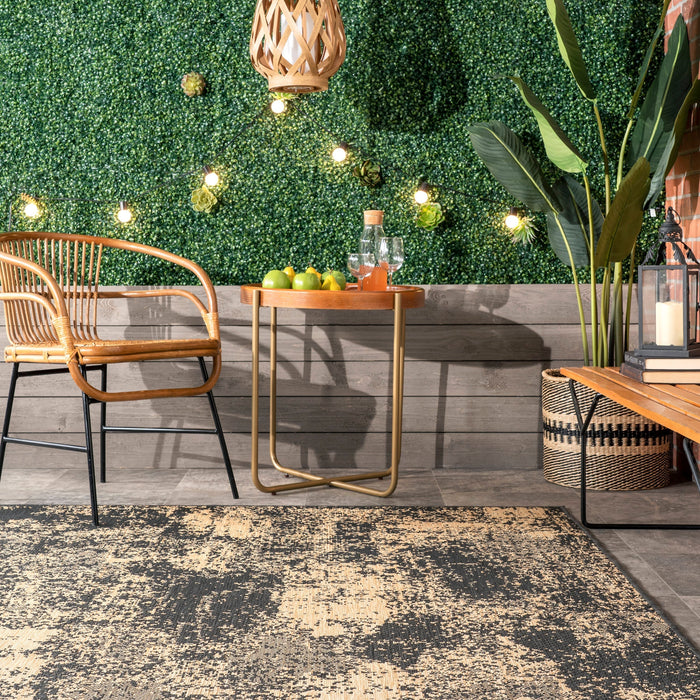 Transitional Charcoal Indoor Outdoor Area Rug 120x180 cm
