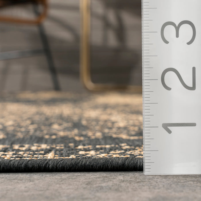 Transitional Charcoal Indoor Outdoor Area Rug 120x180 cm